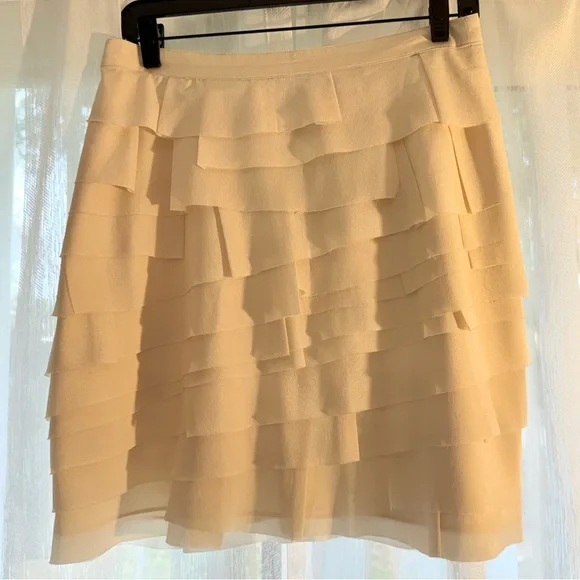 Forever 21 Cream Ruffle Mini Skirt Size L  Y2K Wester Chic Cottagecore Coquette - Picture 5 of 16